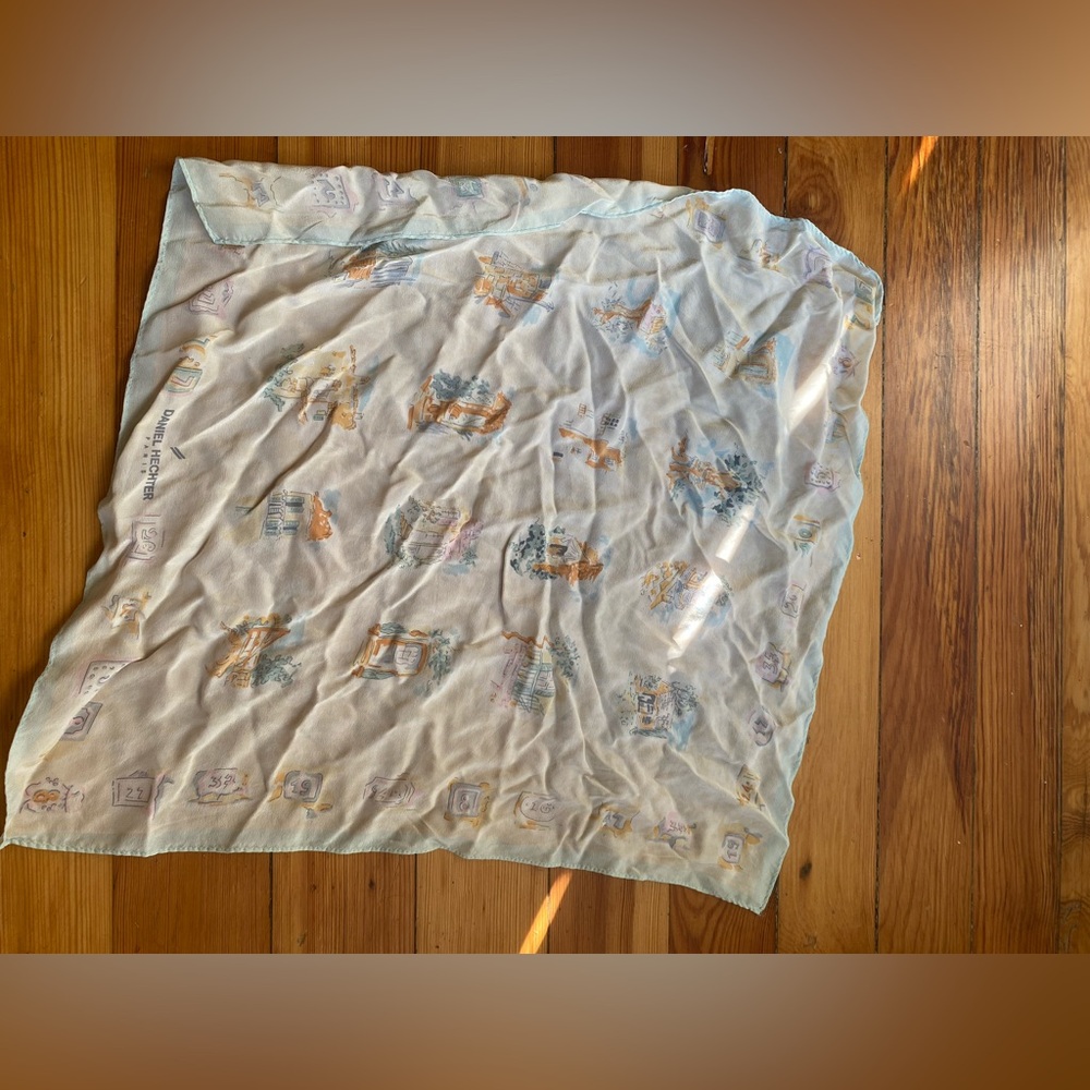 Daniel Hechter Paris silk Light Pastel Printed Square Scarf
